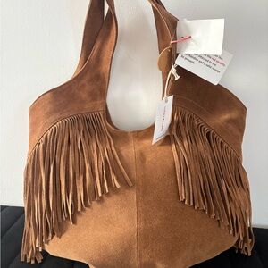 Lucky Brand Tan Suede Fringe Shoulder Bag